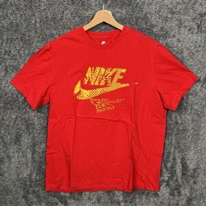 Nike Air Max Logo Beaverton T-Shirt Size XL Red Yellow Flight Sneakerhead